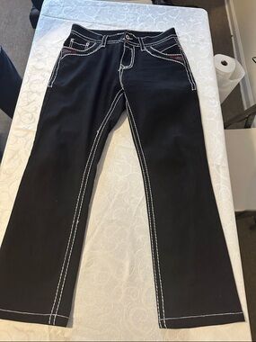 Black Pants with White Contrast Stitching